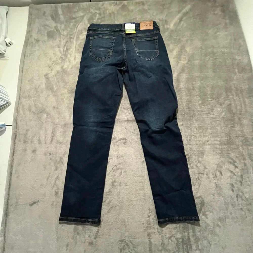 IZOD Jeans Straight Fit Mens 32x32 Blue Canyon Comfort Stretch Denim 1566219